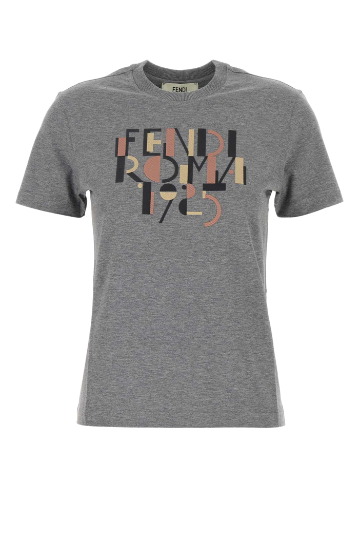 Grey Cotton T-Shirt Melange Exterior