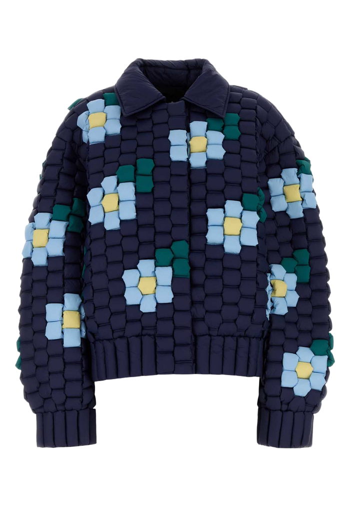 Navy Blue Nylon Down Jacket Navyblue Giacche E Gilet