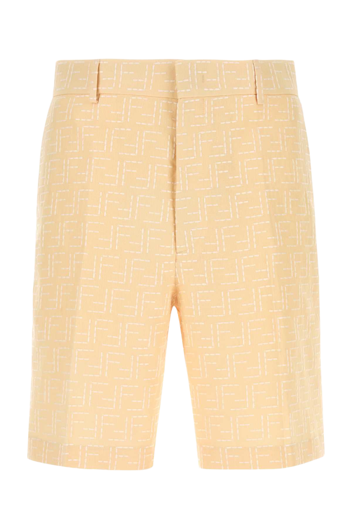 Cream Linen Blend Bermuda Shorts Butter Exterior: Cotton