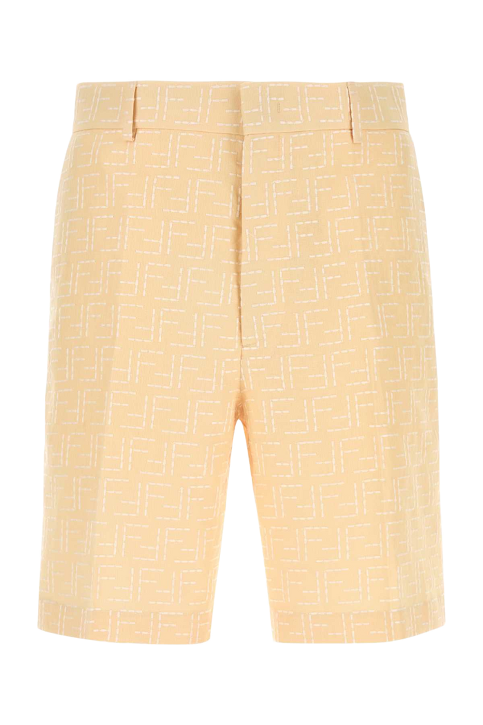 Cream Linen Blend Bermuda Shorts Butter Exterior: Cotton
