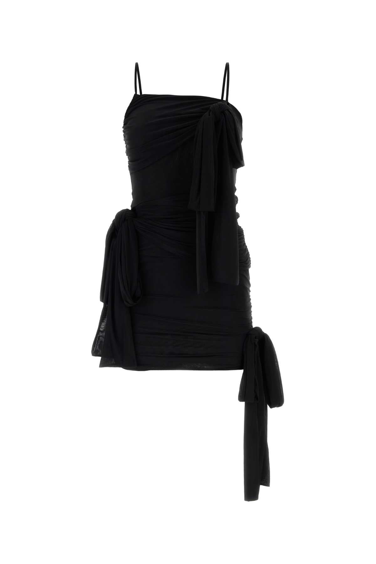Black Stretch Nylon Mini Dress Nero Abiti