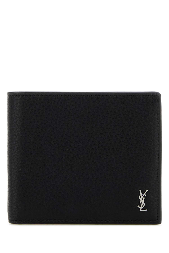 Black Leather Wallet Nero Portafogli