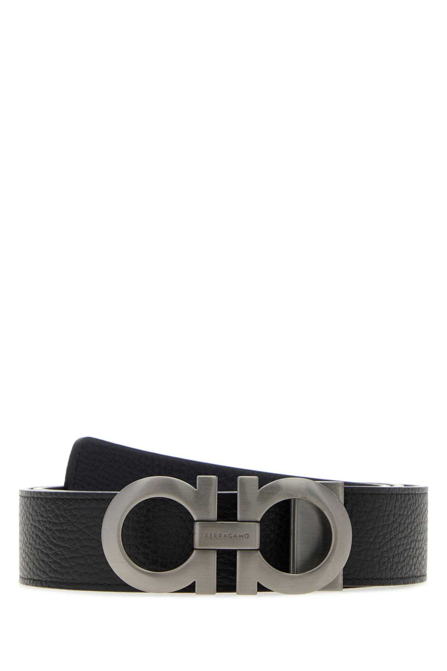 Ferragamo Adjus Exterior: 100% Calf Finishing: Silver metal belt in black