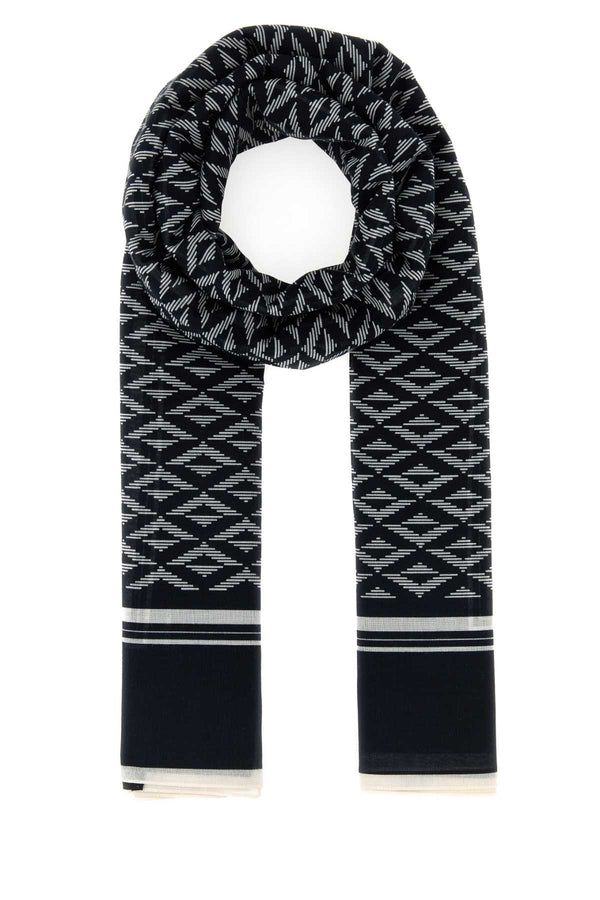 Printed Cotton Scarf Ecrublack Exterior: Extra-accessori