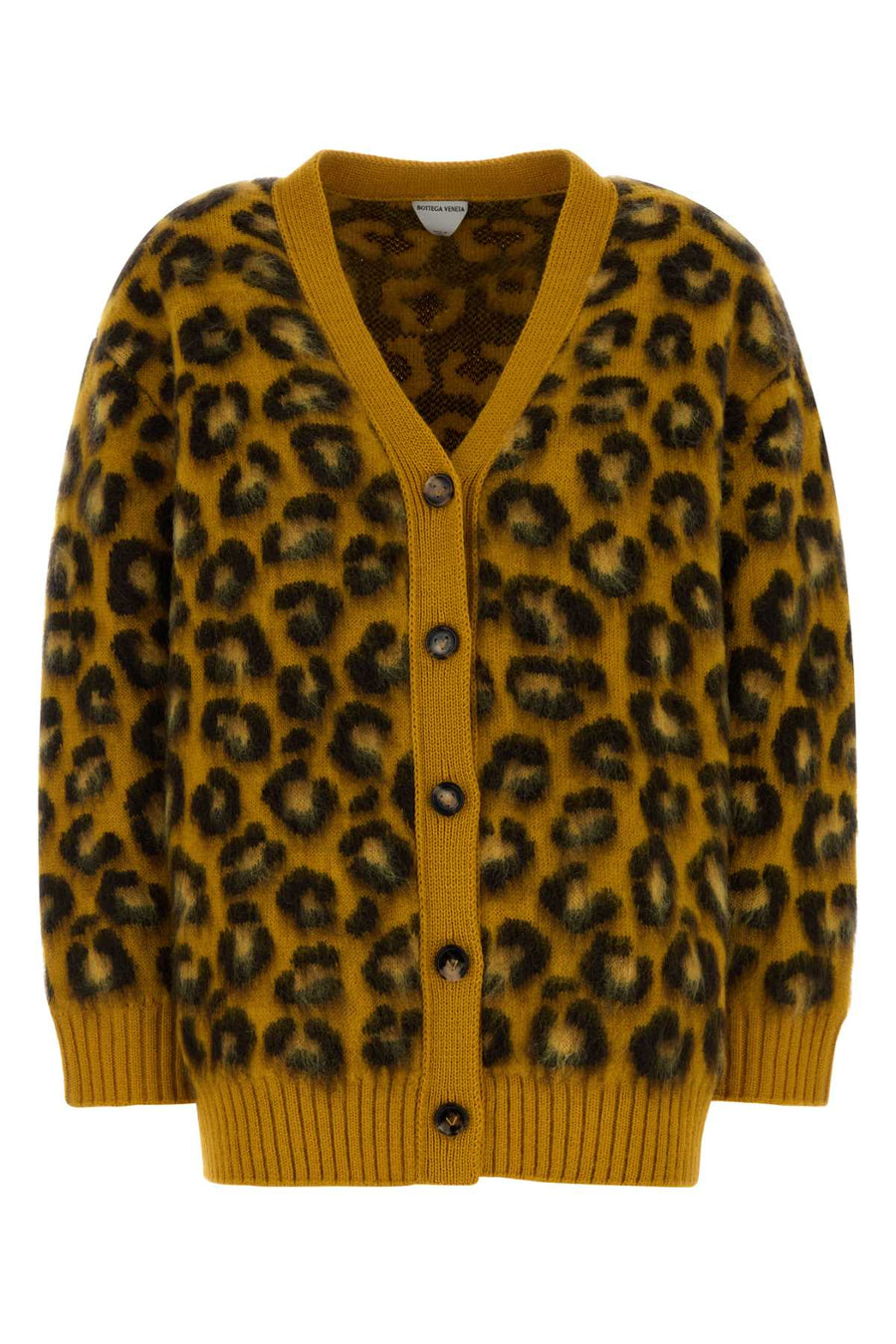 Bottega Veneta Leopard 48% Wool cardigan in yellow