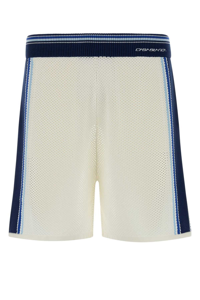 White Mesh Bermuda Shorts Whiteblue