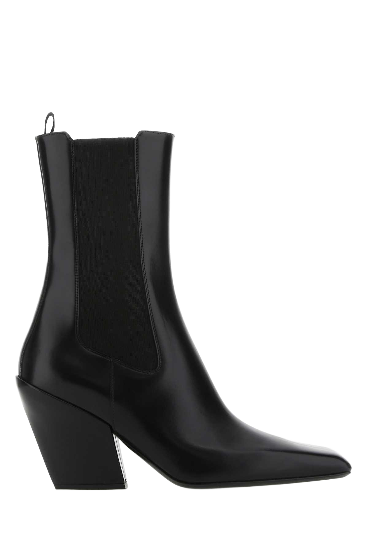 Black Leather Ankle Boots F0002 Stivali