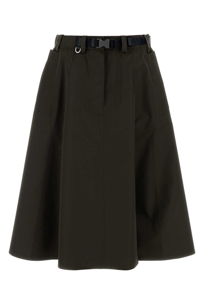 Army Green Tech Fabric Skirt Mimetico Gonne