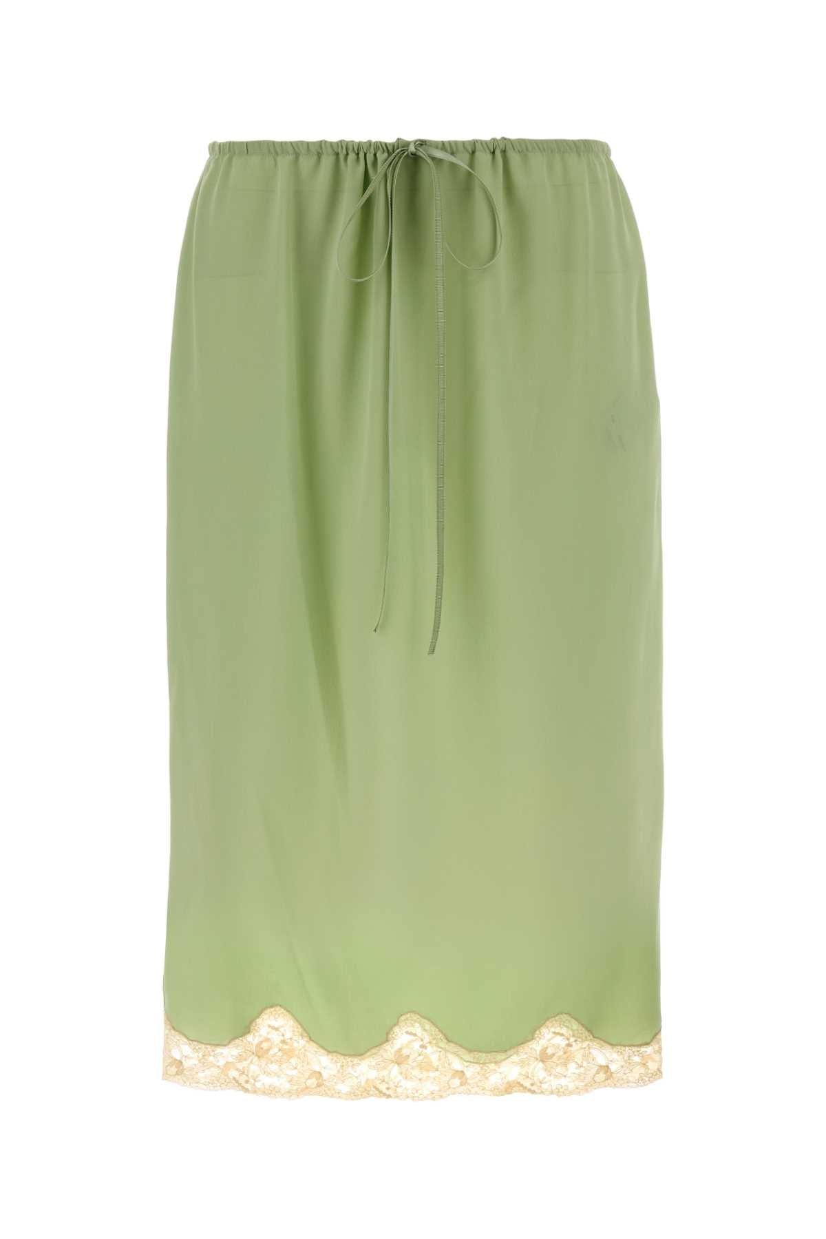 Pastel Green Crepe Skirt Vertaquarelle Exterior: Silk Gonne