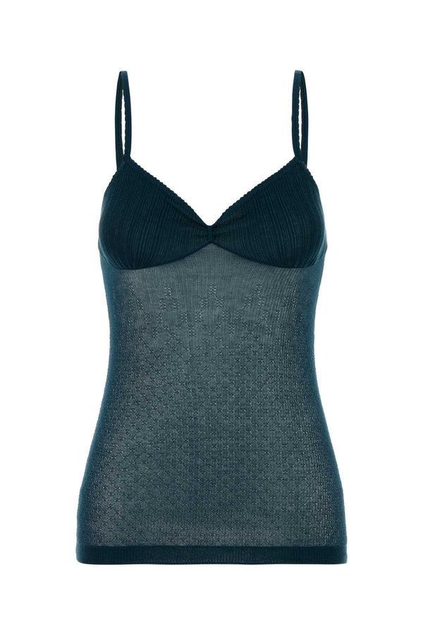 Victoria Beckham 85% Cotton 15% Nylon tank top in teal