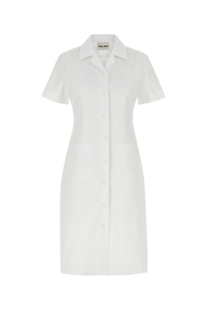 White Poplin Shirt Dress Bianco Co-trochus Niloticus Abiti