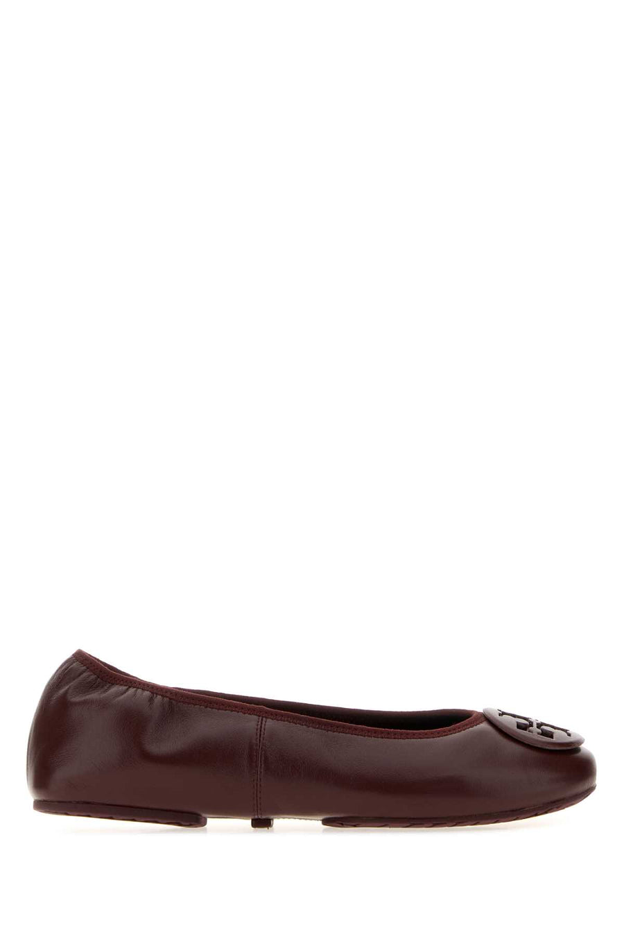 Tory Burch Travel Exterior: 100% Nappa leather ballet flat in burgundy