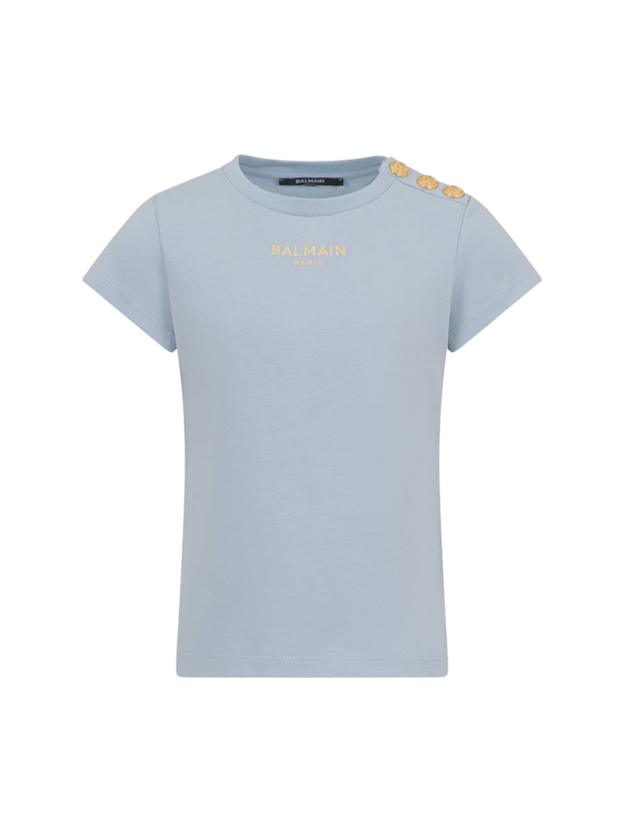 T-Shirt With Logo Baby Blue Cotton T-shirts