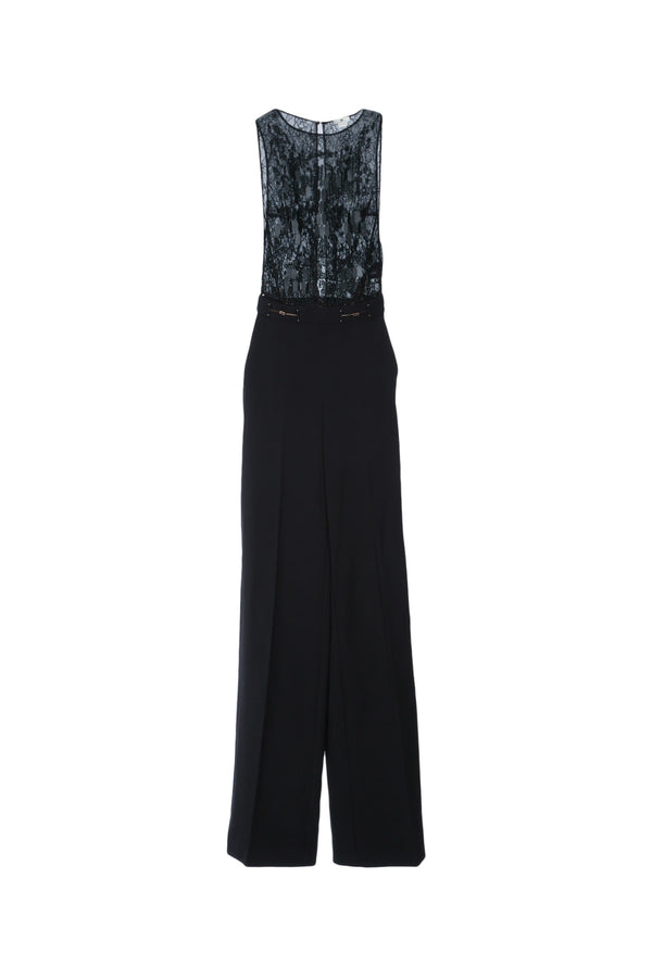 Elisabetta Franchi Applicazioni 95% Polyester pant suit in black