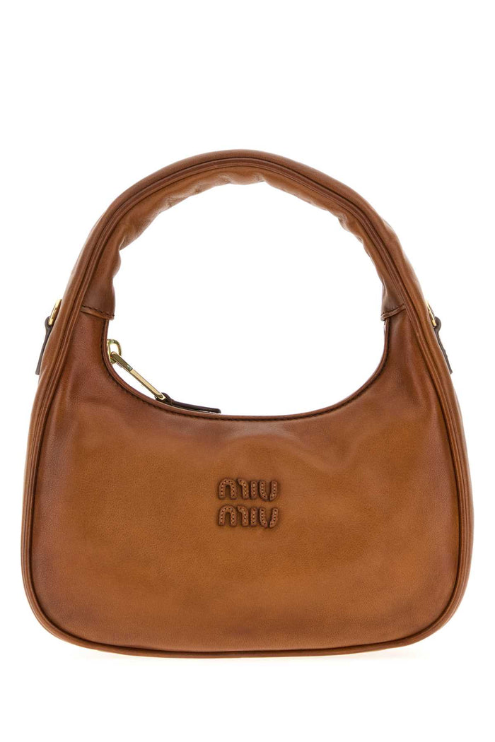 Caramel Leather Wander Handbag Cognac Vitello Borse A Mano