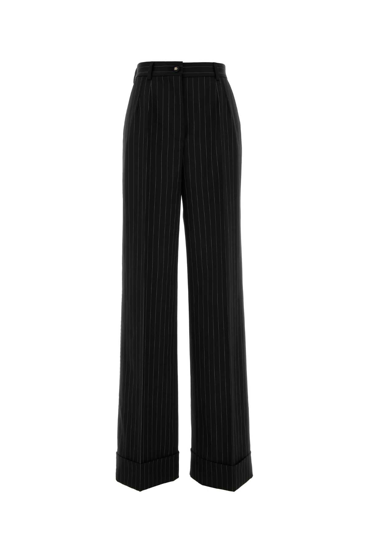 Embroidered Stretch Wool Pant Rigato Ea Wv Pantaloni