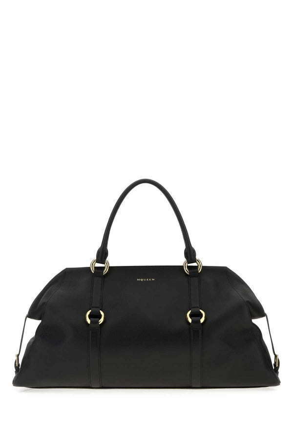 Alexander McQueen Maxi Calf leather top handle bag in black