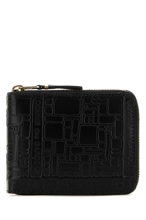Comme des Garçons Logotype 100% Calfskin wallet in black