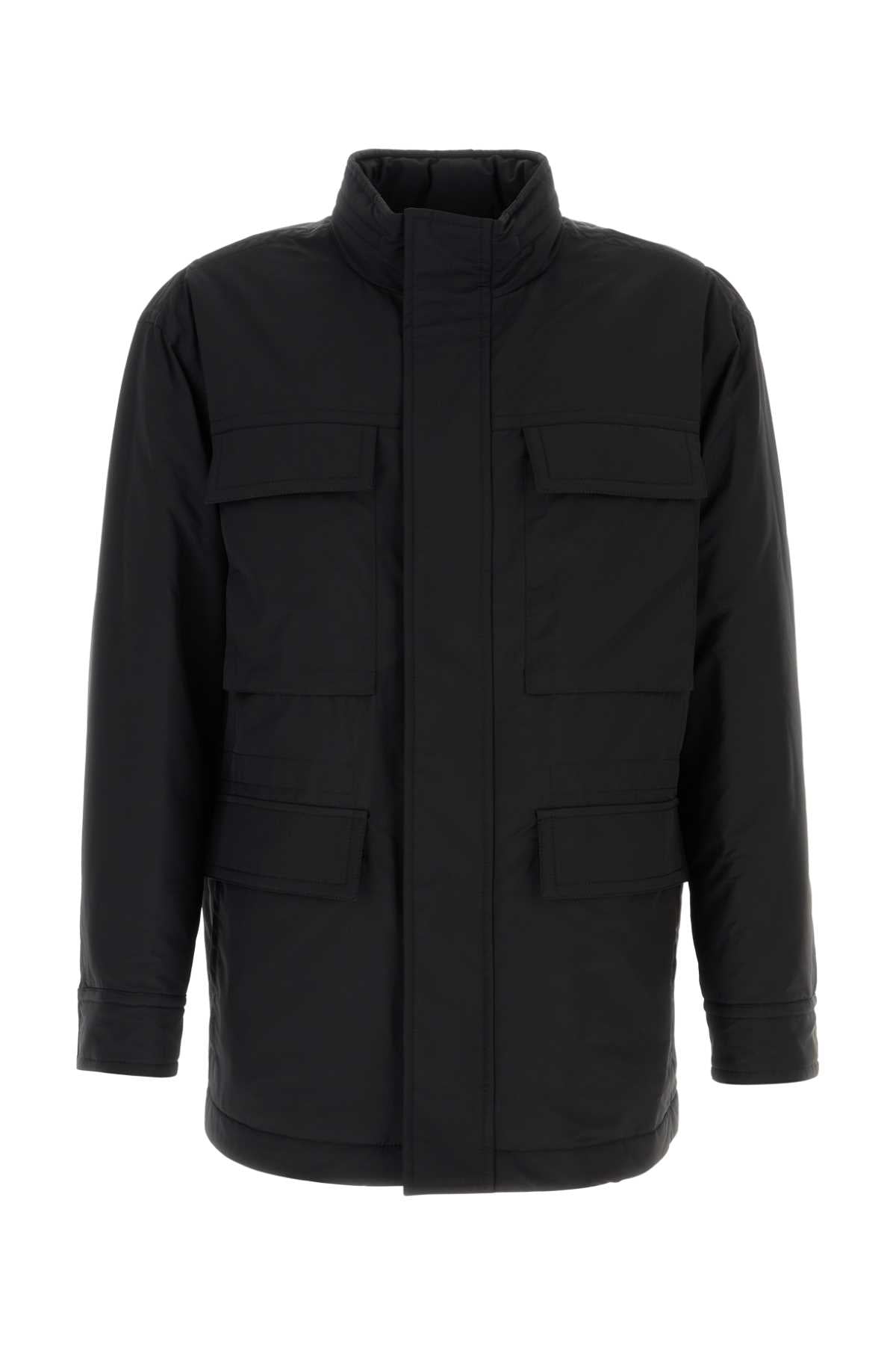 Black Wool Blend Padded Jacket Neronerowhite-multicolor Wv-pa Giubbini