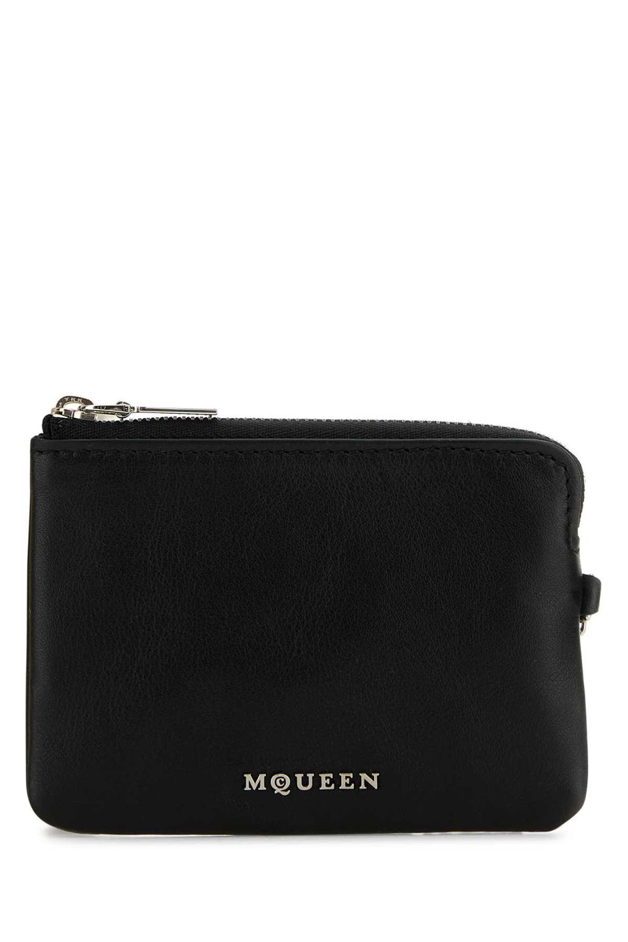Alexander McQueen Coin Exterior: 100% Calf; Finishing: Silver metal wallet in black