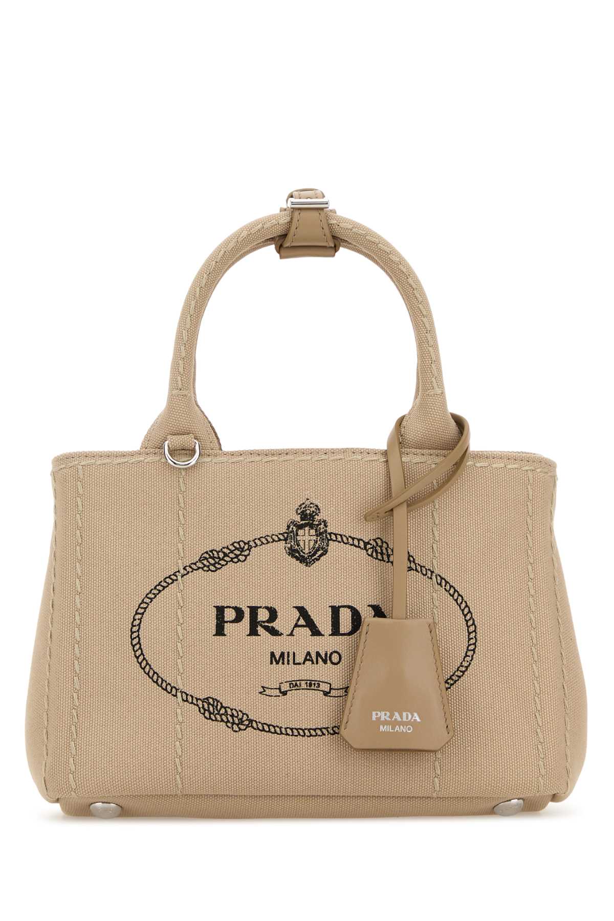 Beige Canvas Mini Prada Jardiniã¨re Handbag Corda Borse A Mano