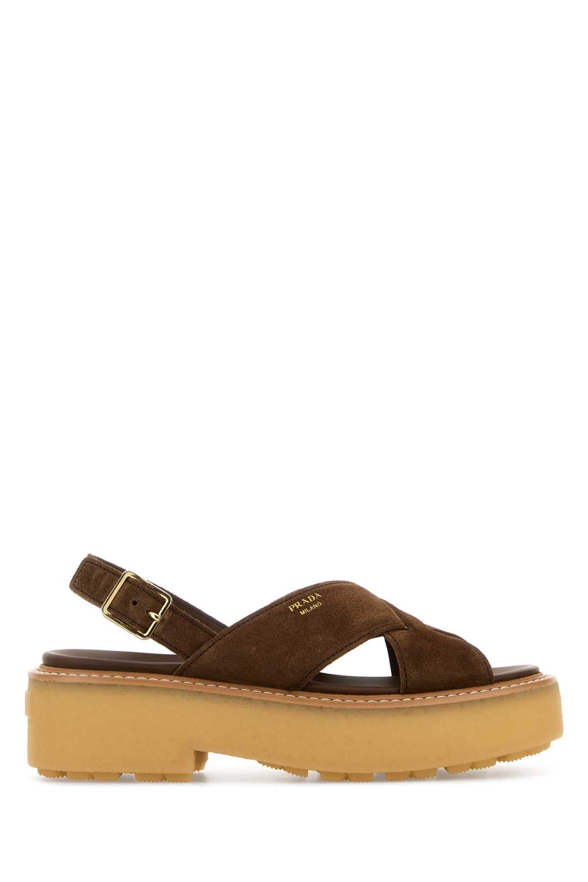 Brown Suede Sandals Cacao Vitello Sandali