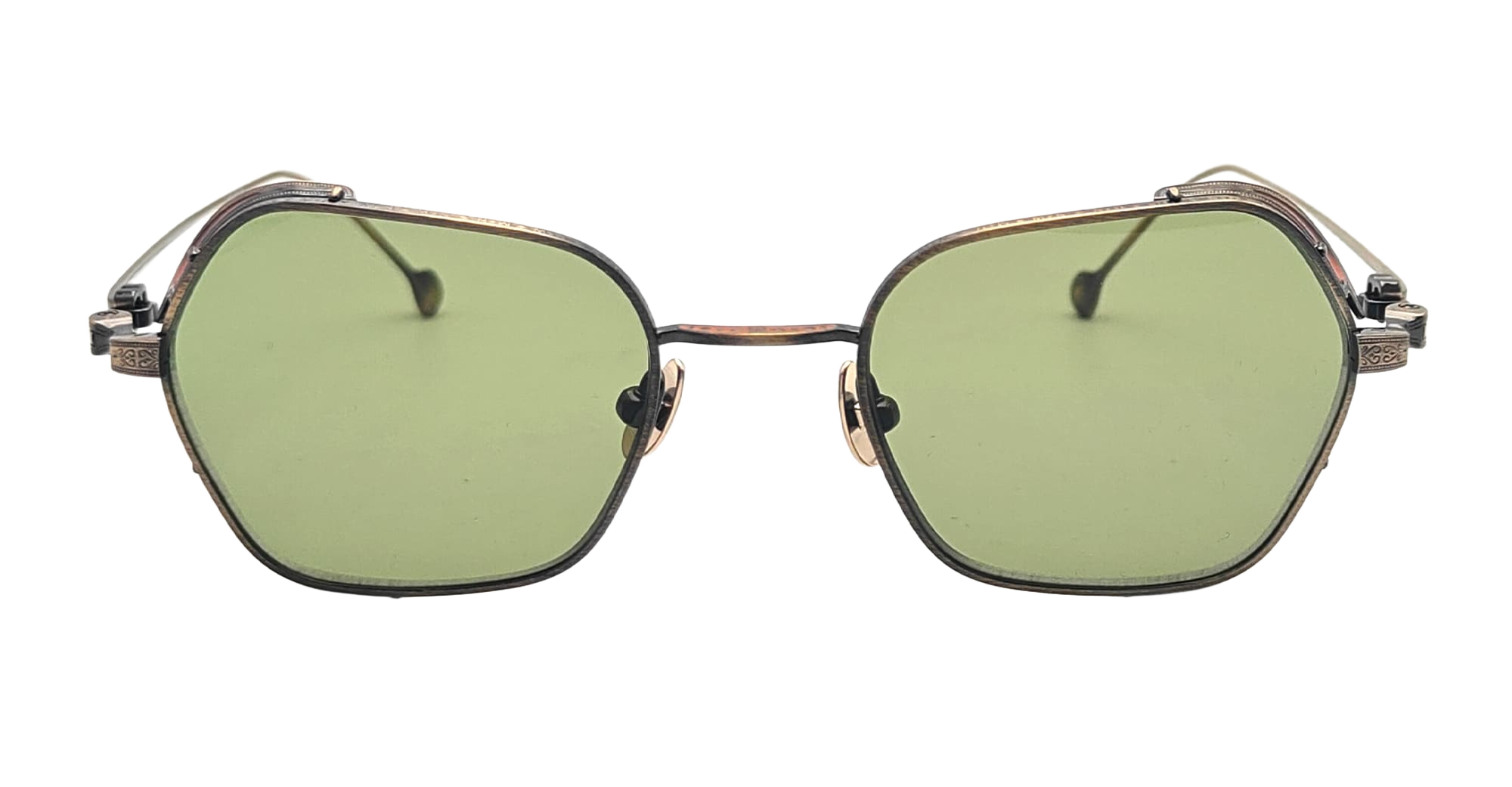 M3153 - Antique Gold Sage Green Titanium Sunglasses