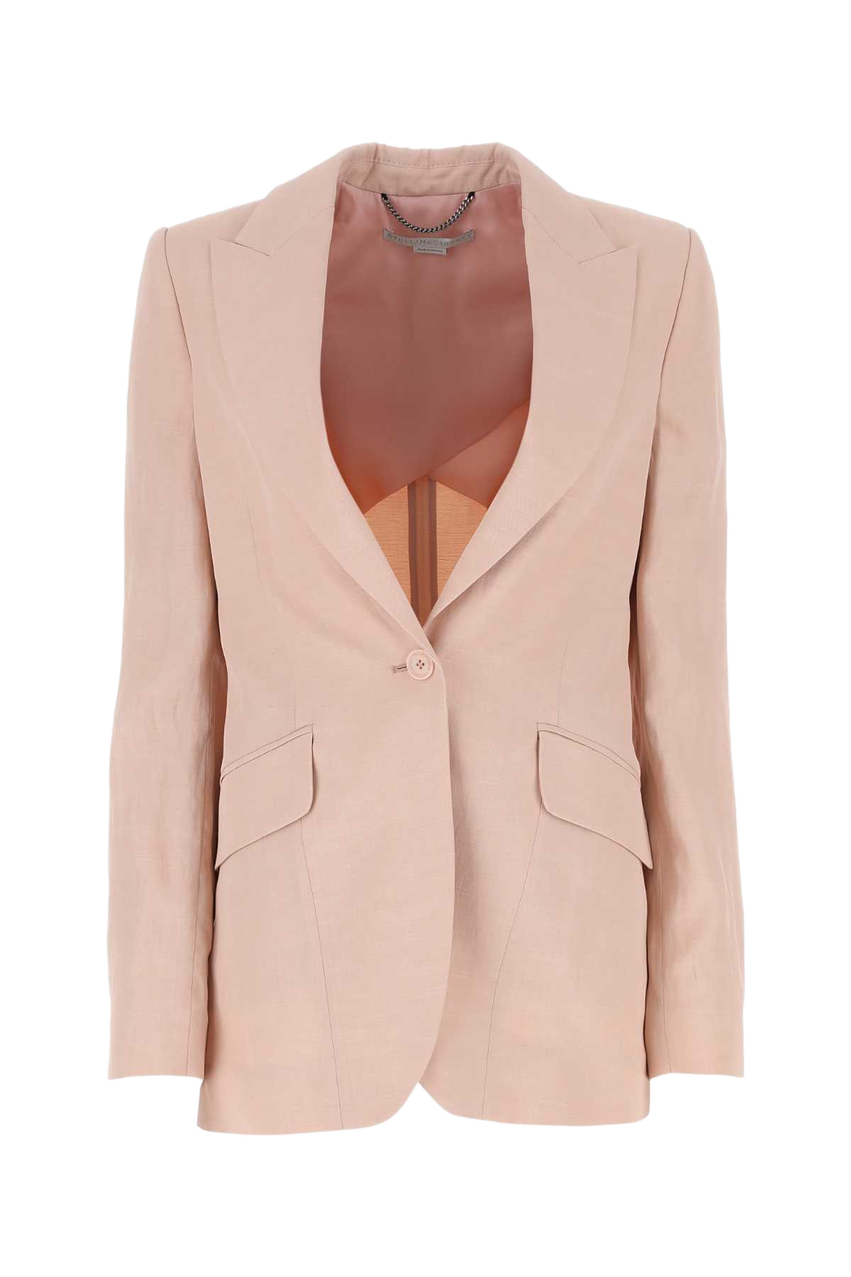 Pastel Pink Viscose Blend Blazer 5900 Exterior: Linen Giacche E Gilet