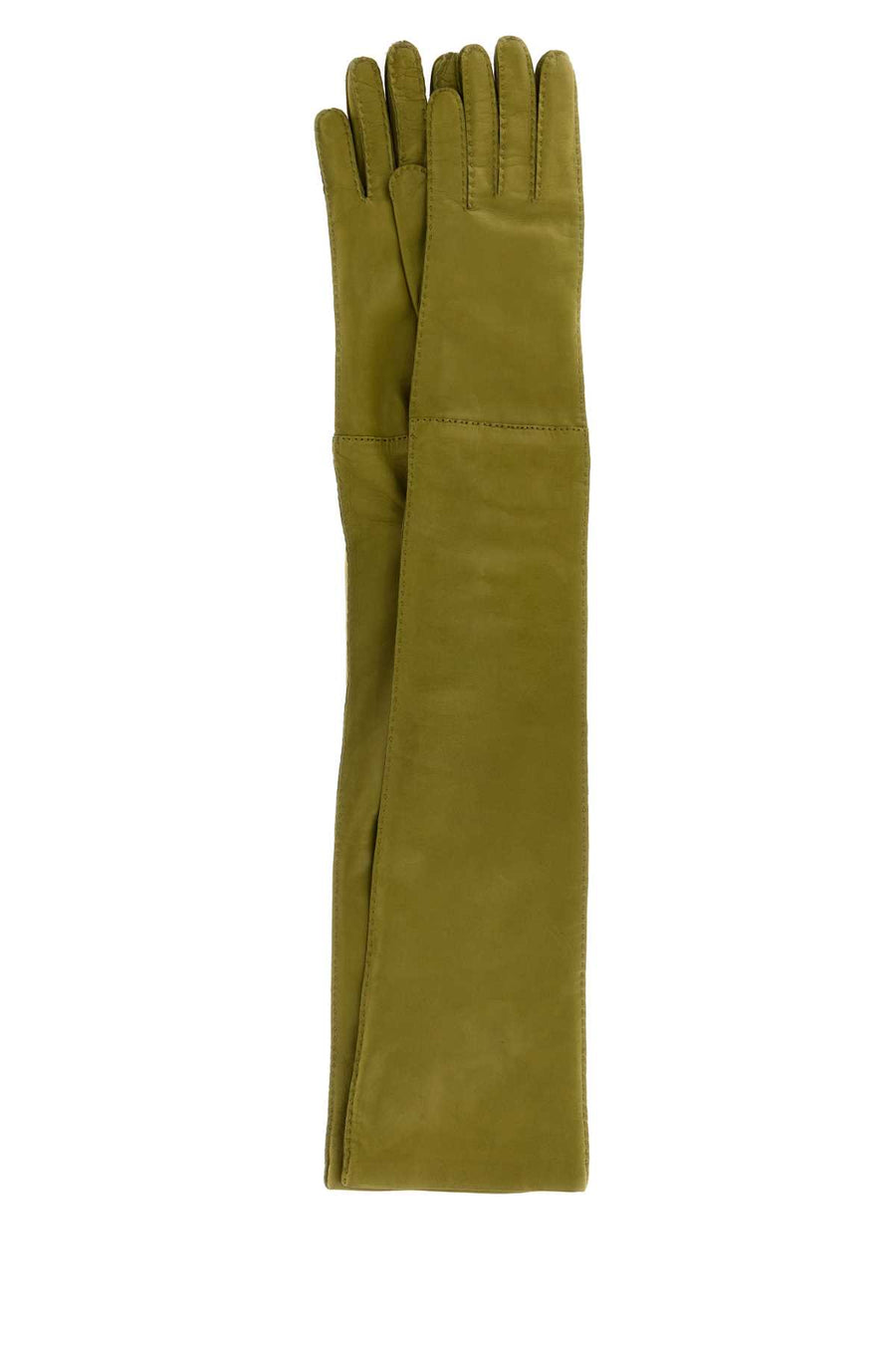 Prada Exterior: 100% Lamb; Lining: 100% Silk gloves in green