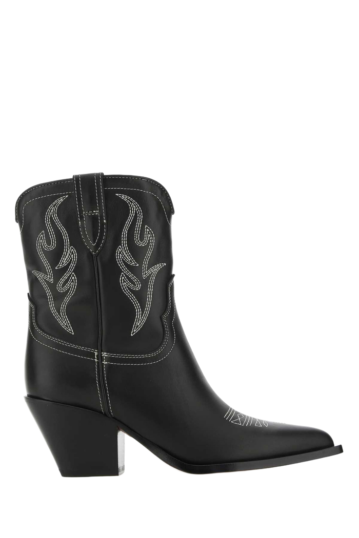 Black Leather Perla Ankle Boots Stivali