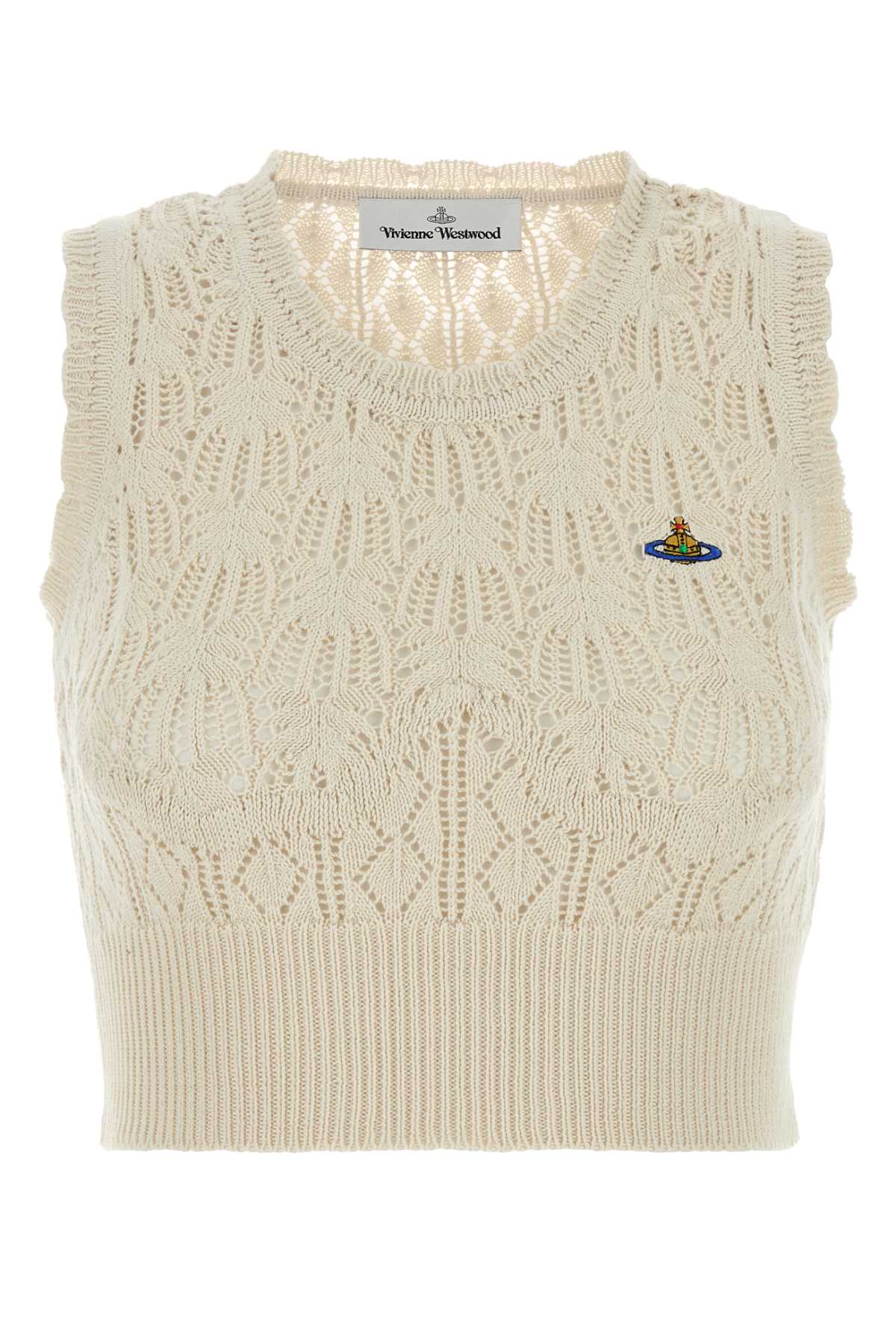 Ivory Crochet Ella Top Cream Exterior: Cotton Maglieria