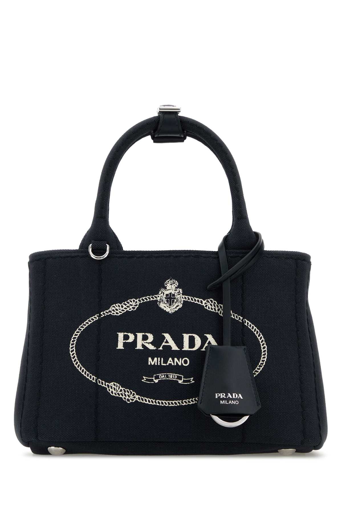 Dark Blue Canvas Mini Prada Jardiniã¨re Handbag Baltico Borse A Mano