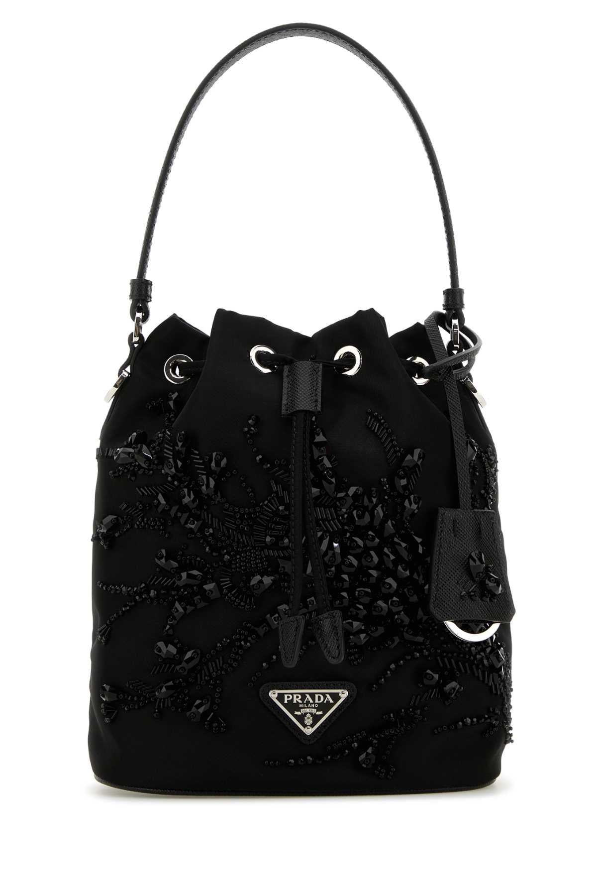 Black Nylon Bucket Bag Nero Poliammide Riciclata-vitello Borse A Secchiello