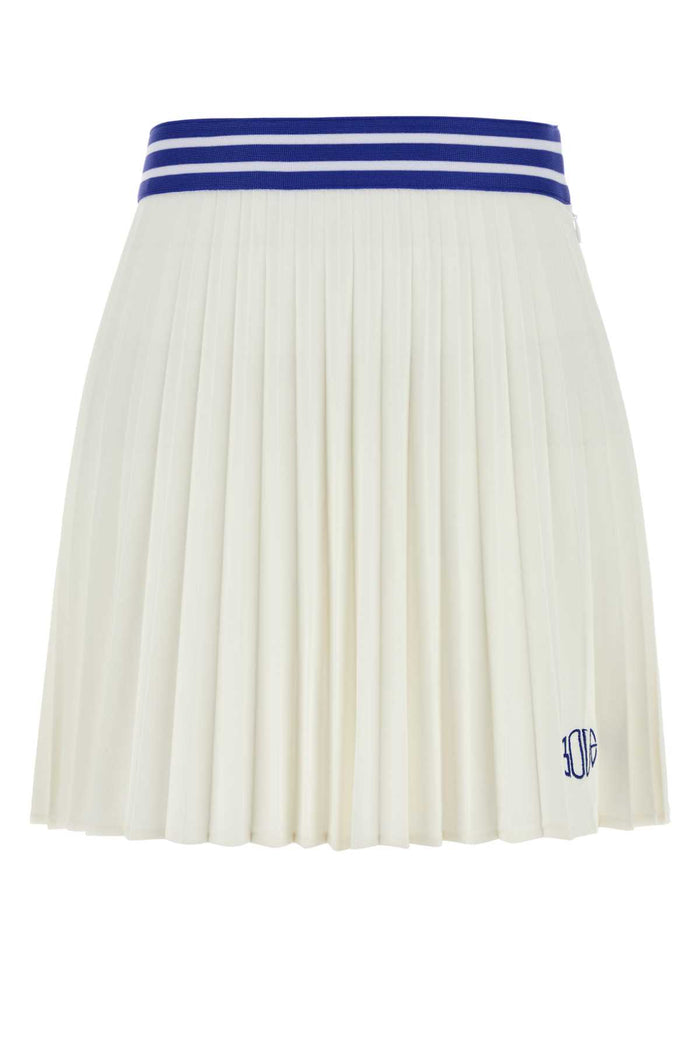 White Piquet Court Mini Skirt Cream Exterior: Polyester Gonne