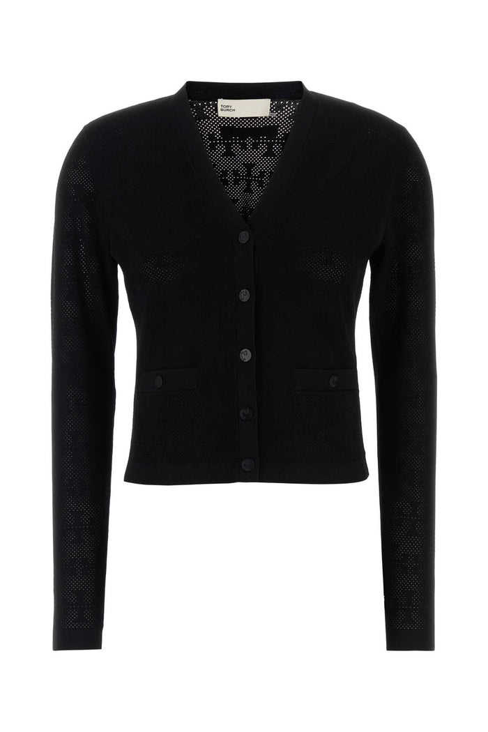 Black Viscose Blend Cardigan Exterior: Polyester Maglieria