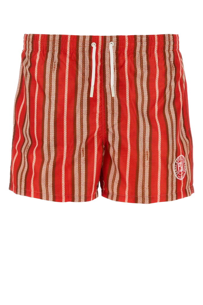 Printed Stretch Nylon Swimming Shorts Coral+natural Intimo
