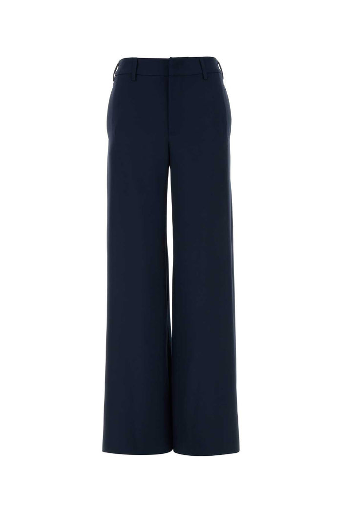 Navy Blue Stretch Jersey Lorenza Palazzo Pant Blu Exterior: Polyester Elastan Pantaloni
