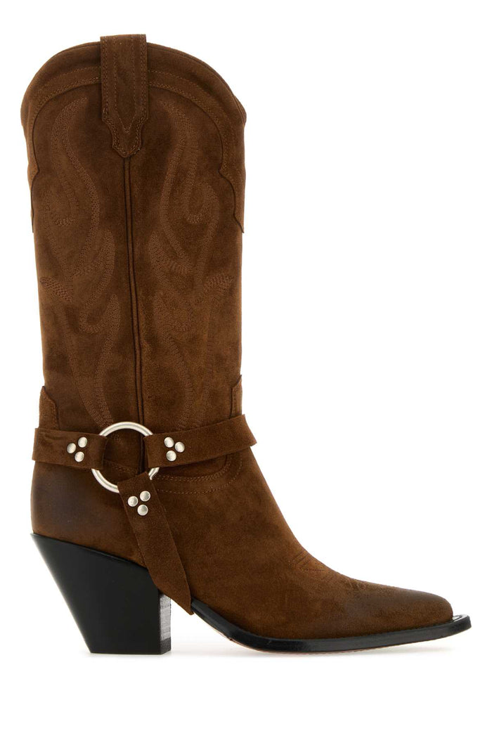 Brown Suede Santa Fe Belt Boots Rustybrown Stivali