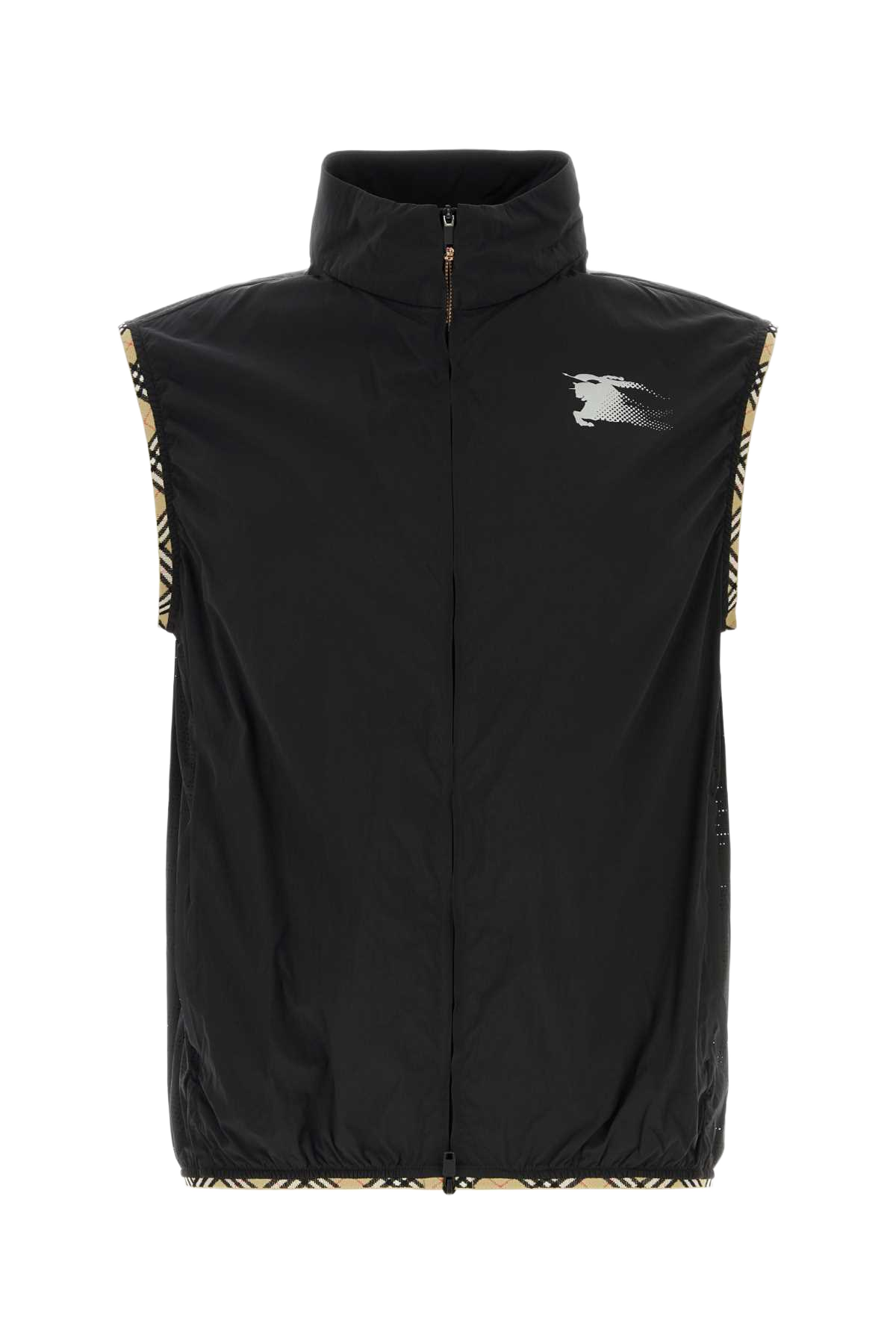 Black Nylon Sleeveless Jacket Exterior: Giacche E Gilet