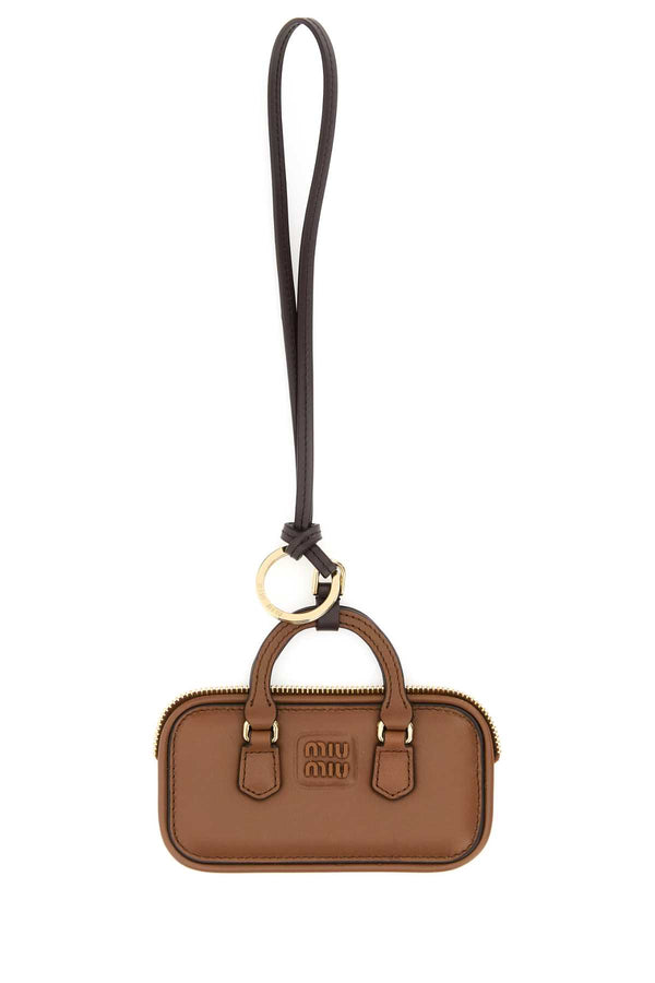 Miu Miu 100% Calf leather key case in cognac