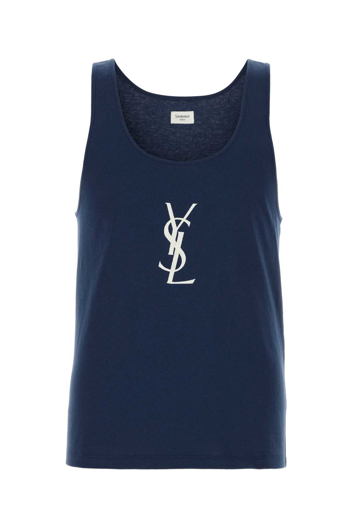 Blue Cotton Tank Top Bleucobalt Exterior: Maglie