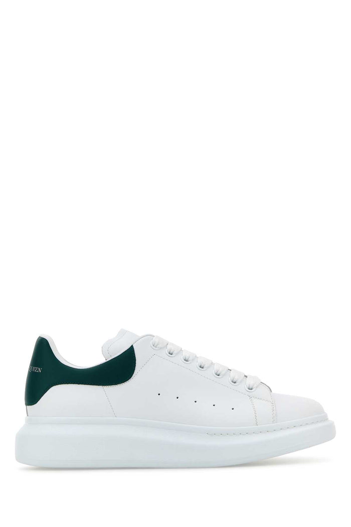 Whitegreen Leather Upper And Rubber Sole Sneaker