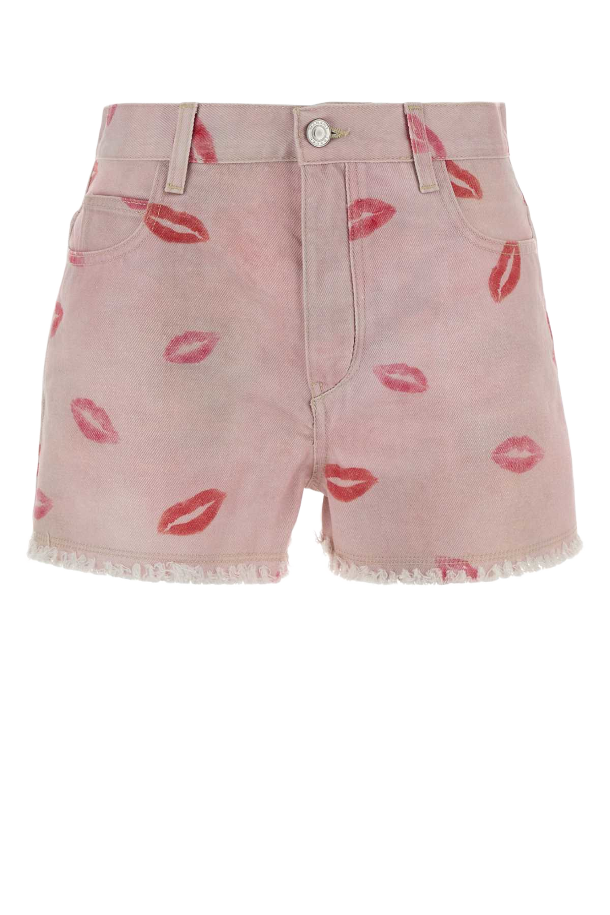 Printed Denim Lesia Shorts Pink Exterior: Cotton