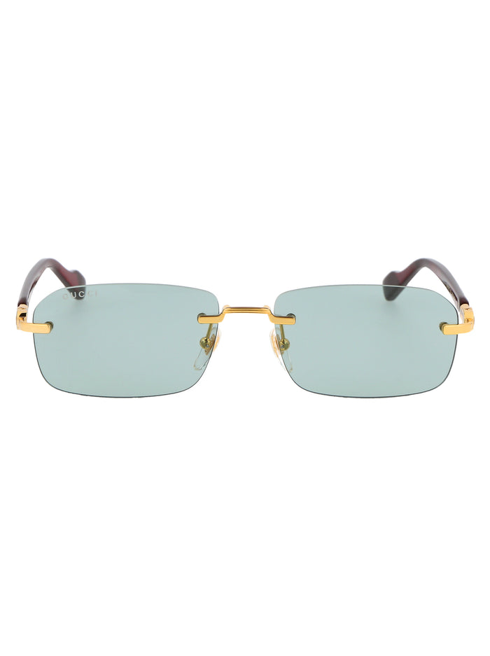 003 Gold Burgundy Green Metal Sunglasses