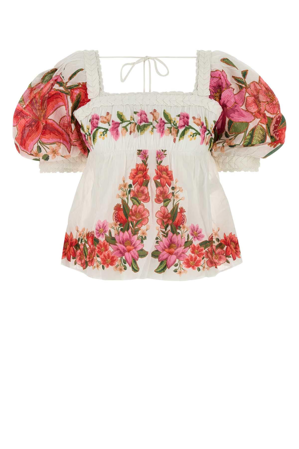 Printed Linen Blend Blouse Summerfruitoffwhite Exterior: Viscose Maglie