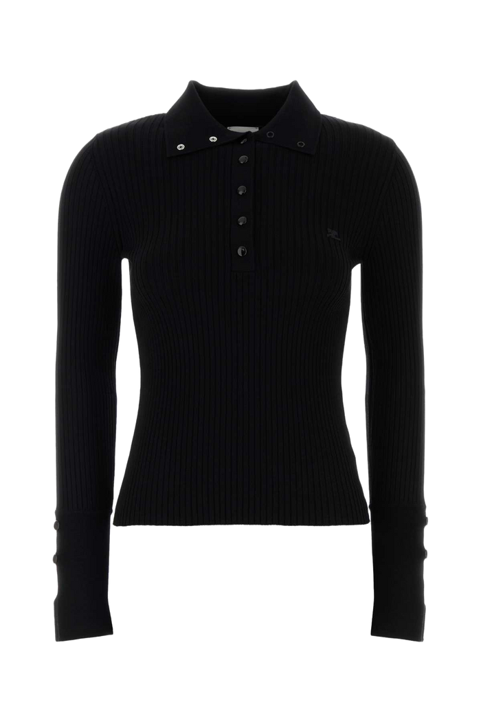 Black Viscose Blend Polo Shirt Exterior: Polyester