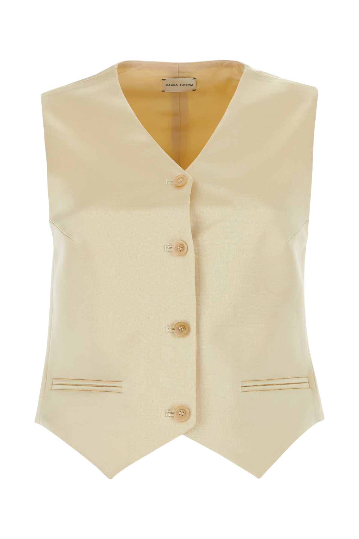 Cream Cotton Blend Vest Yellow Giacche E Gilet