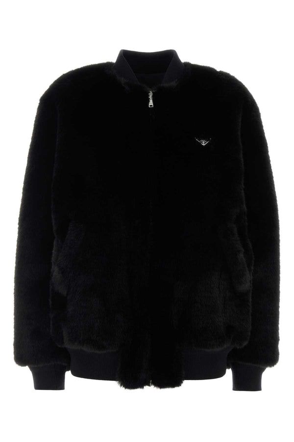 Prada Tessili Exterior: 100% Polyester; Lining: 100% Nylon bomber jacket in black