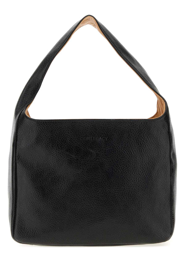 Our Legacy Exterior: 100% Leather; Lining: 100% Fabric; Finishing: Silver metal shoulder bag in black