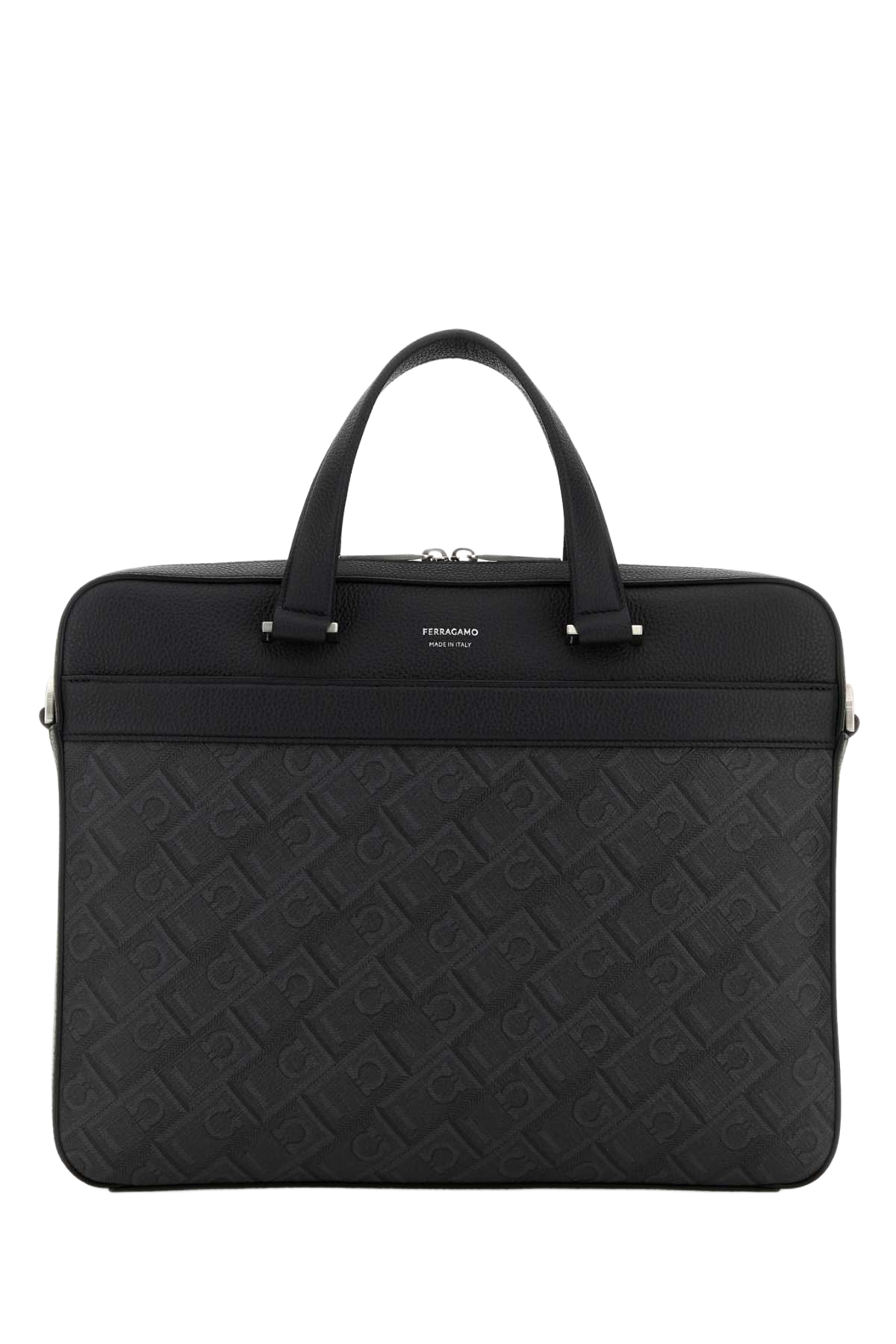Printed Canvas Briefcase Nerogrigio Ventiquattrore